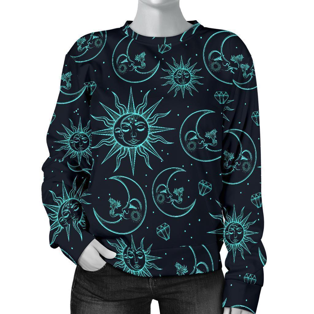 Sun Moon Print Pattern Women's Sweatshirt-grizzshop