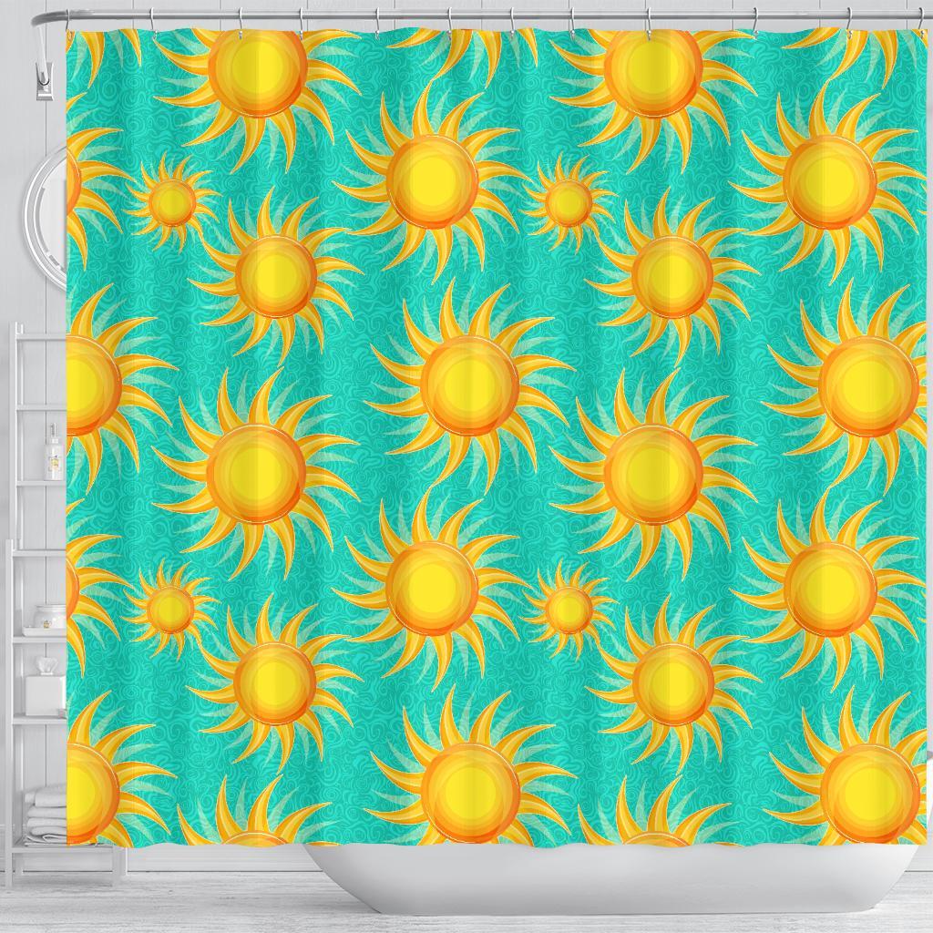 Sun Pattern Print Bathroom Shower Curtain-grizzshop