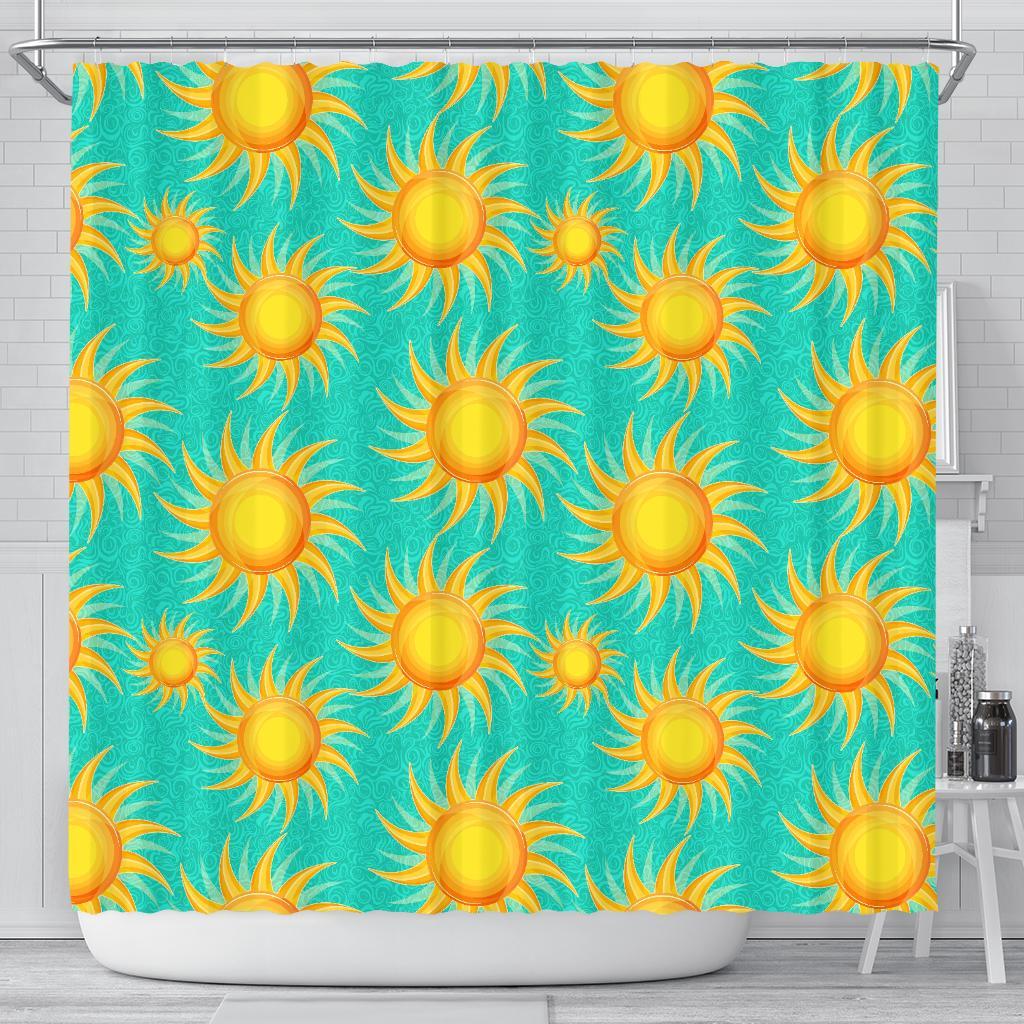 Sun Pattern Print Bathroom Shower Curtain-grizzshop