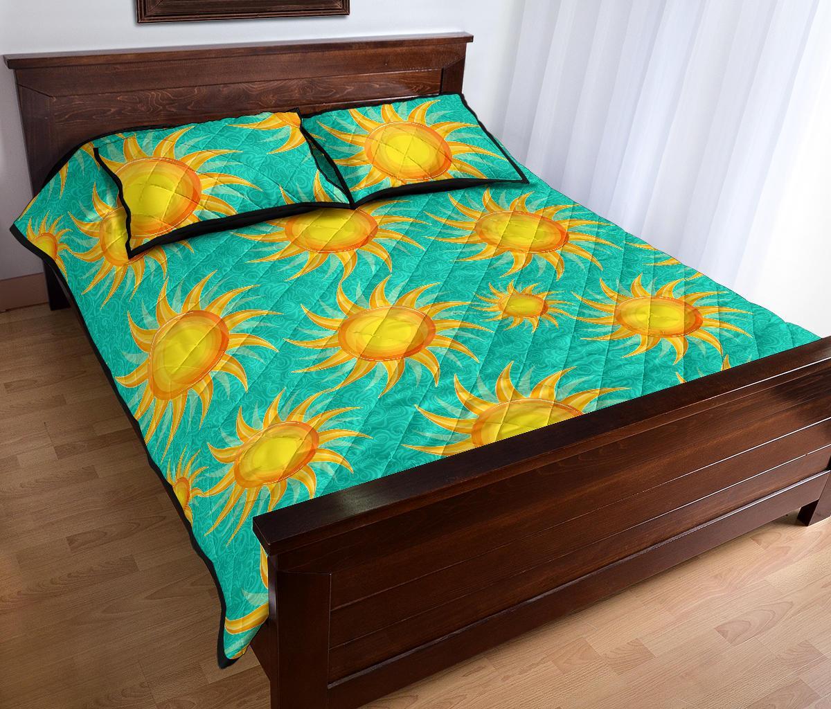 Sun Pattern Print Bed Set Quilt-grizzshop