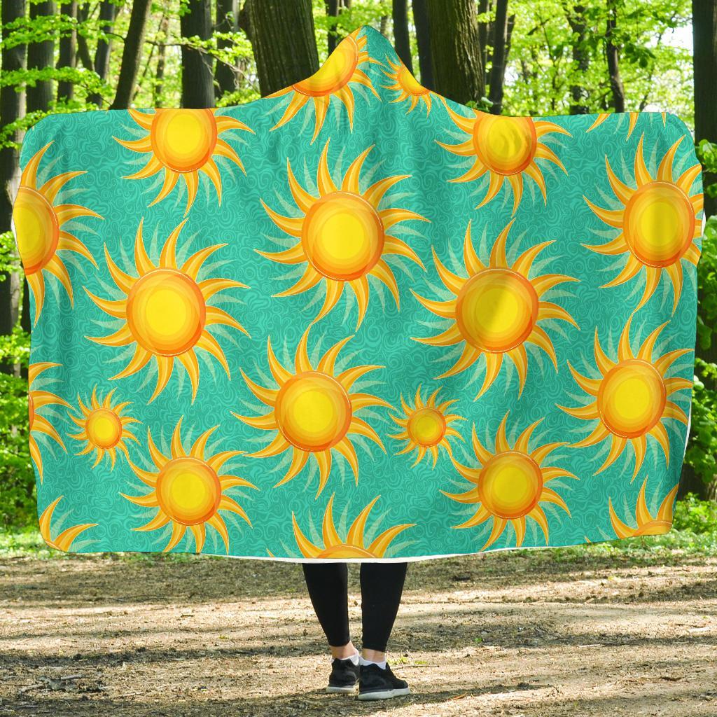 Sun Pattern Print Hooded Blanket-grizzshop