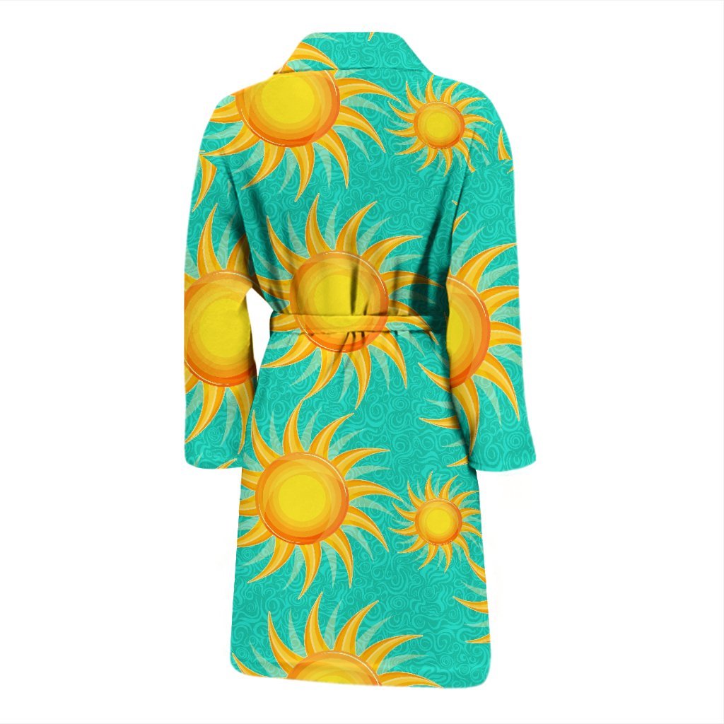 Sun Pattern Print Men Long Robe-grizzshop