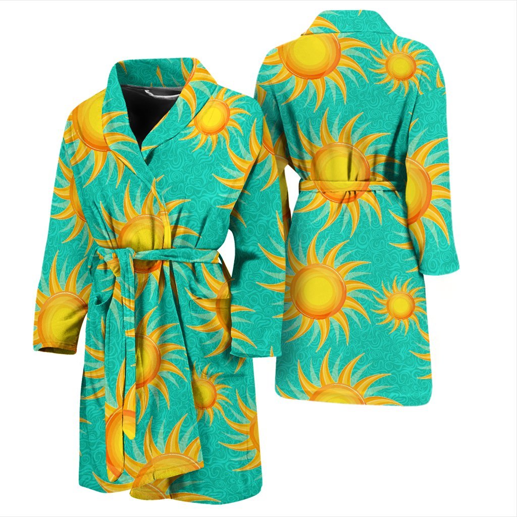 Sun Pattern Print Men Long Robe-grizzshop