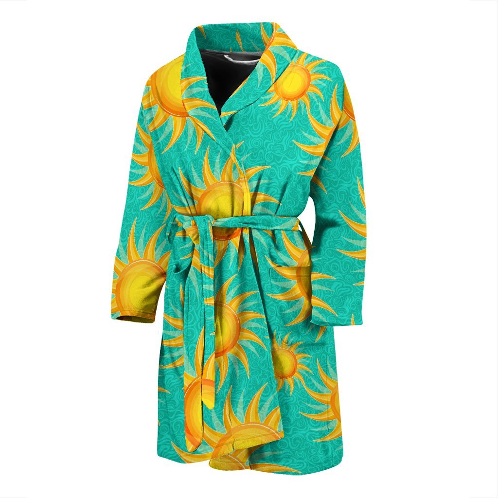 Sun Pattern Print Men Long Robe-grizzshop