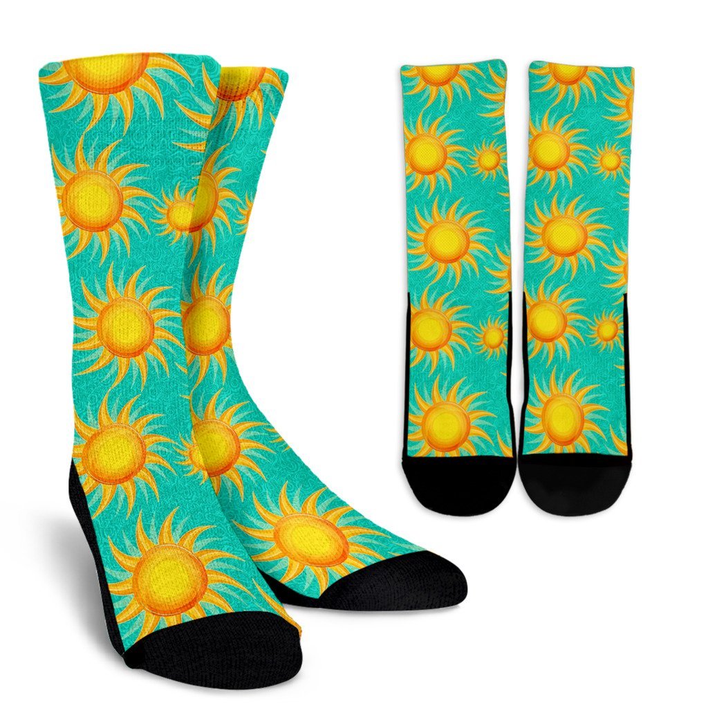 Sun Pattern Print Unisex Crew Socks-grizzshop