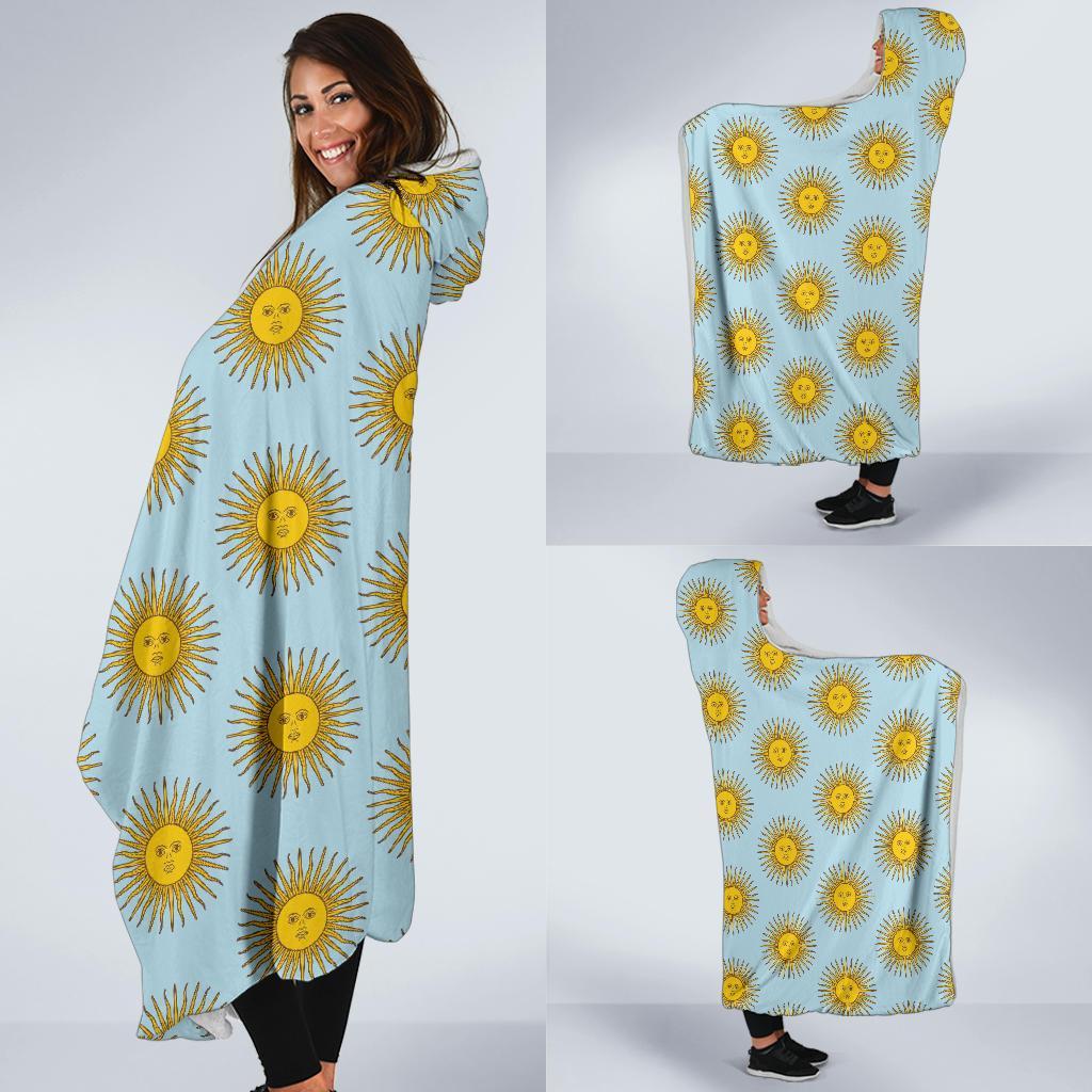 Sun Print Pattern Hooded Blanket-grizzshop