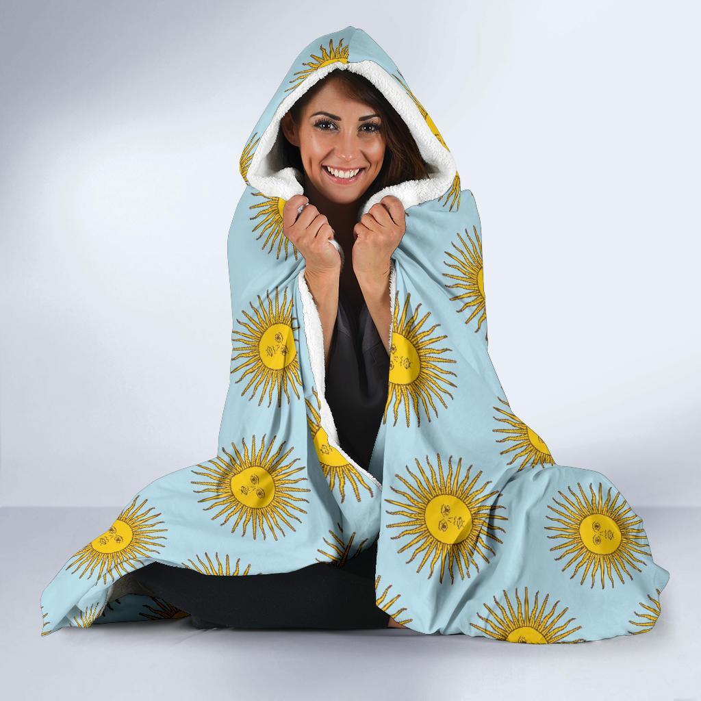 Sun Print Pattern Hooded Blanket-grizzshop