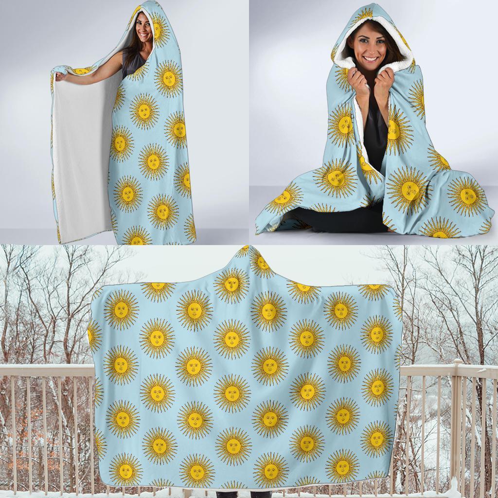 Sun Print Pattern Hooded Blanket-grizzshop