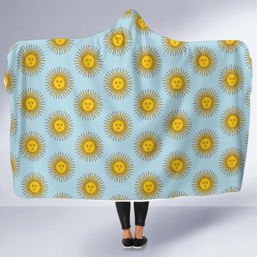 Sun Print Pattern Hooded Blanket-grizzshop