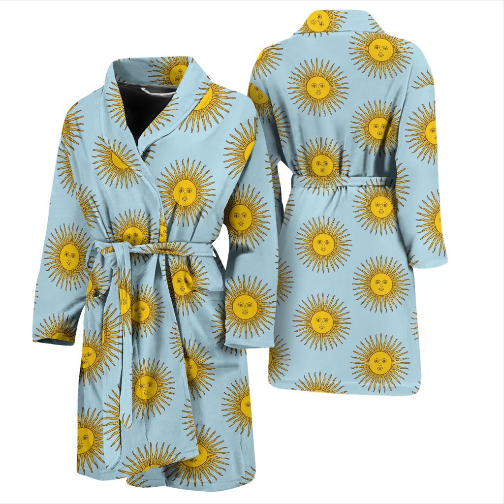 Sun Print Pattern Men Long Robe-grizzshop