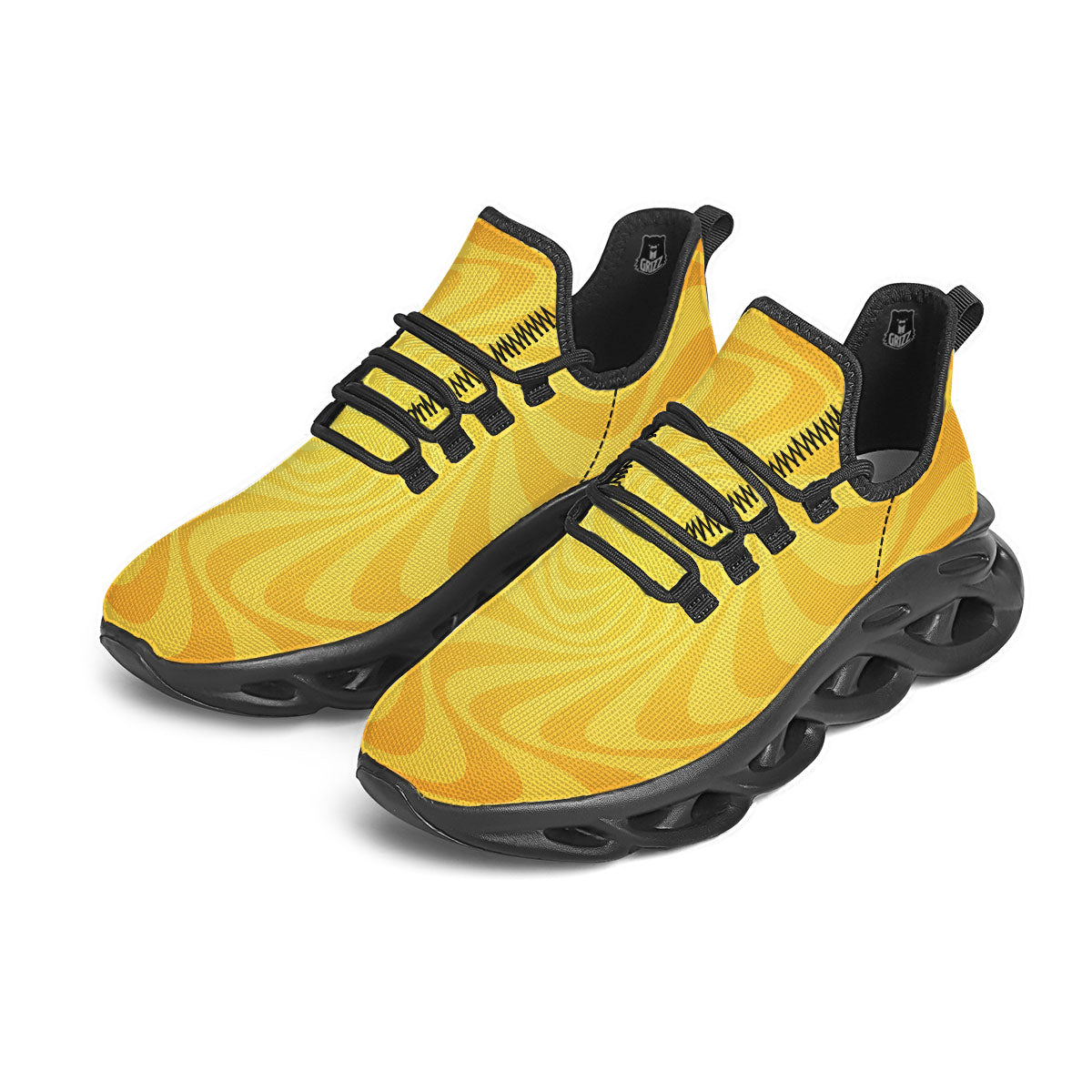 Sun Psychedelic Burning Print Black Running Shoes-grizzshop