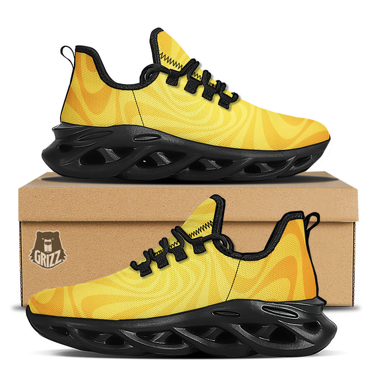 Sun Psychedelic Burning Print Black Running Shoes-grizzshop