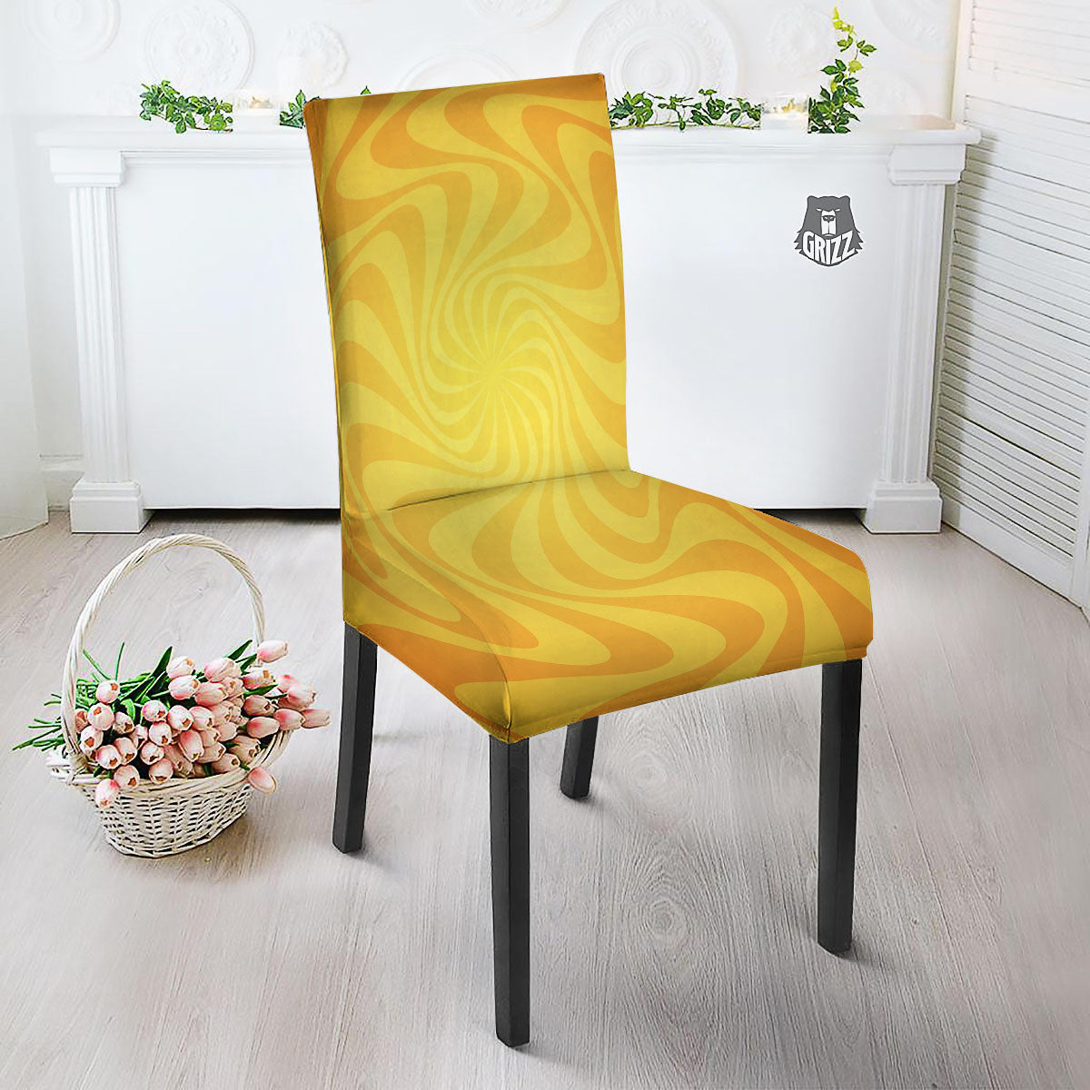 Sun Psychedelic Burning Print Dining Chair Slipcover-grizzshop
