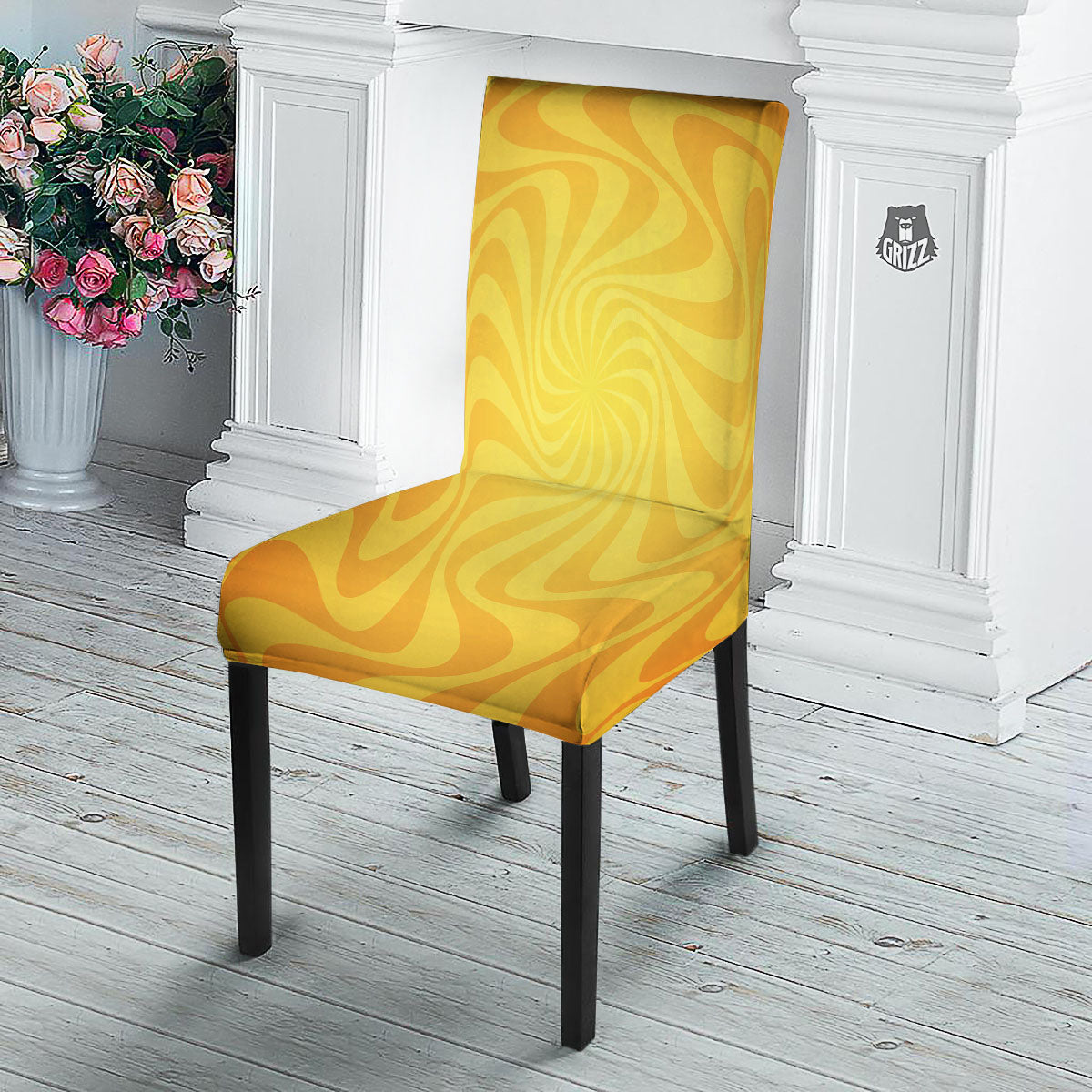 Sun Psychedelic Burning Print Dining Chair Slipcover-grizzshop