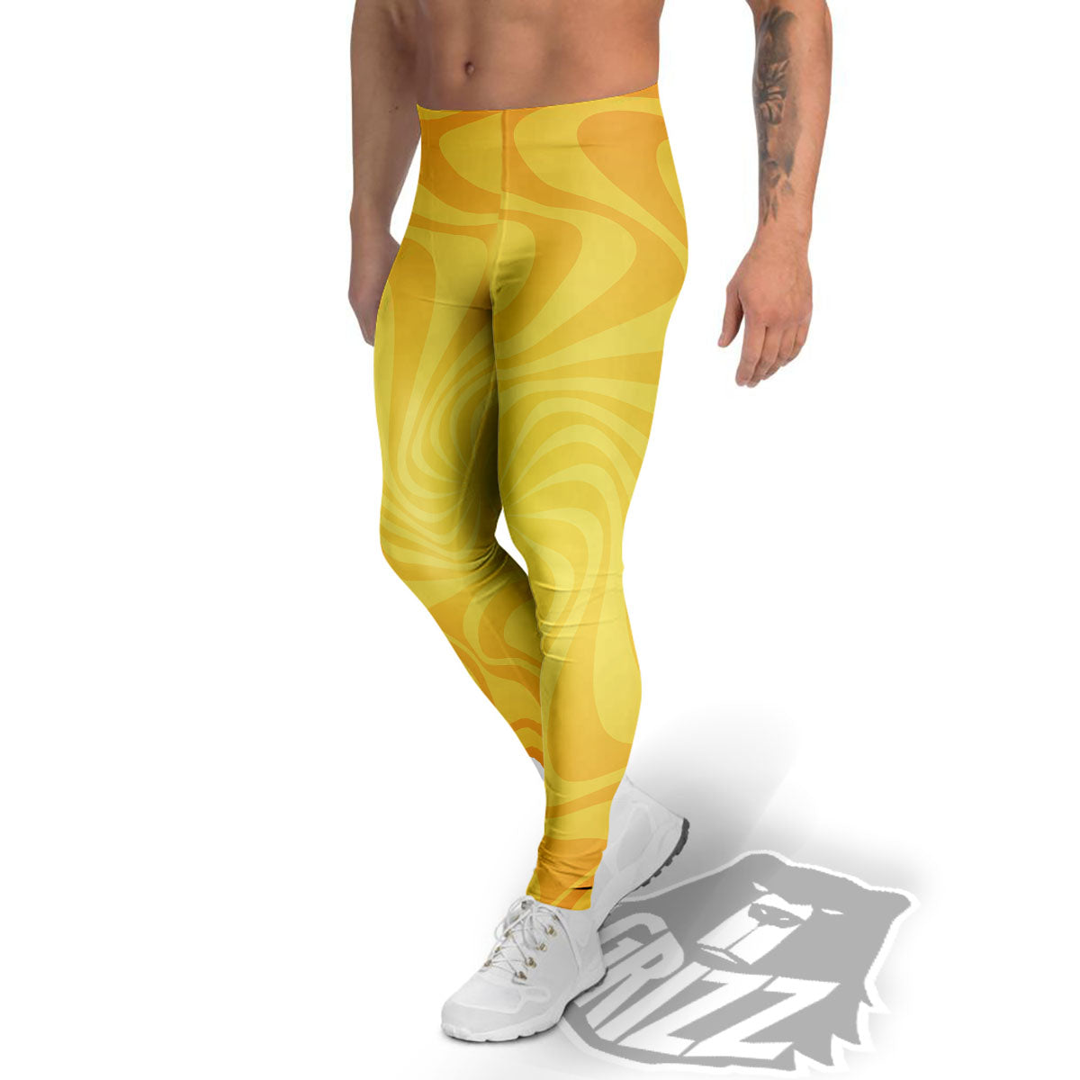 Sun Psychedelic Burning Print Men's Leggings-grizzshop