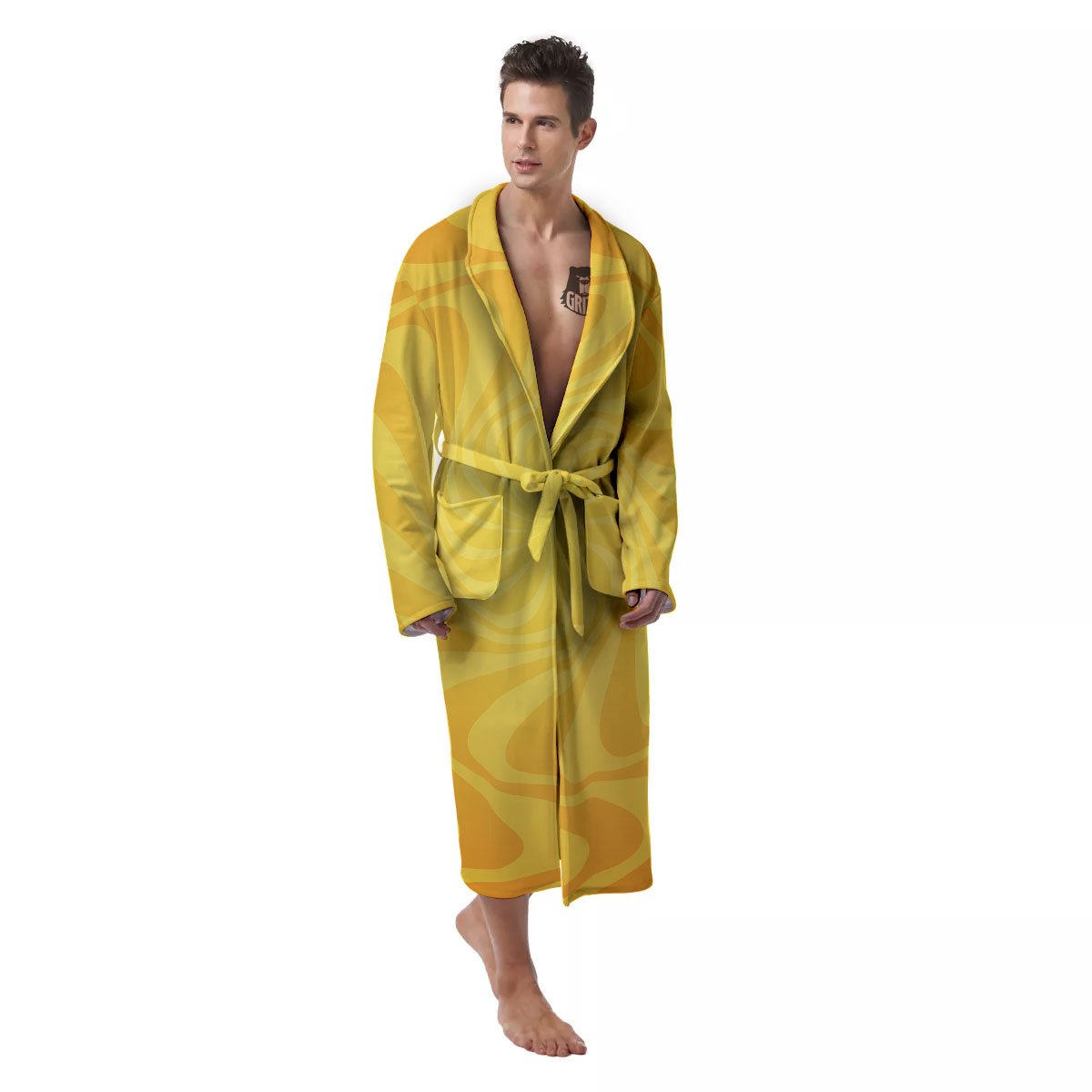 Sun Psychedelic Burning Print Men's Robe-grizzshop