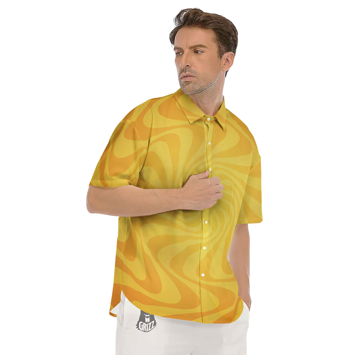 Sun Psychedelic Burning Print Men's Short Sleeve Shirts-grizzshop