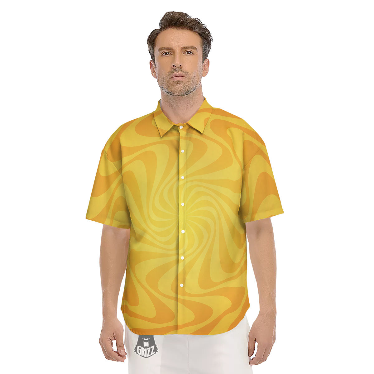 Sun Psychedelic Burning Print Men's Short Sleeve Shirts-grizzshop