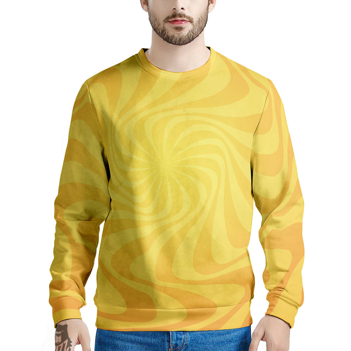 Sun Psychedelic Burning Print Men's Sweatshirt-grizzshop