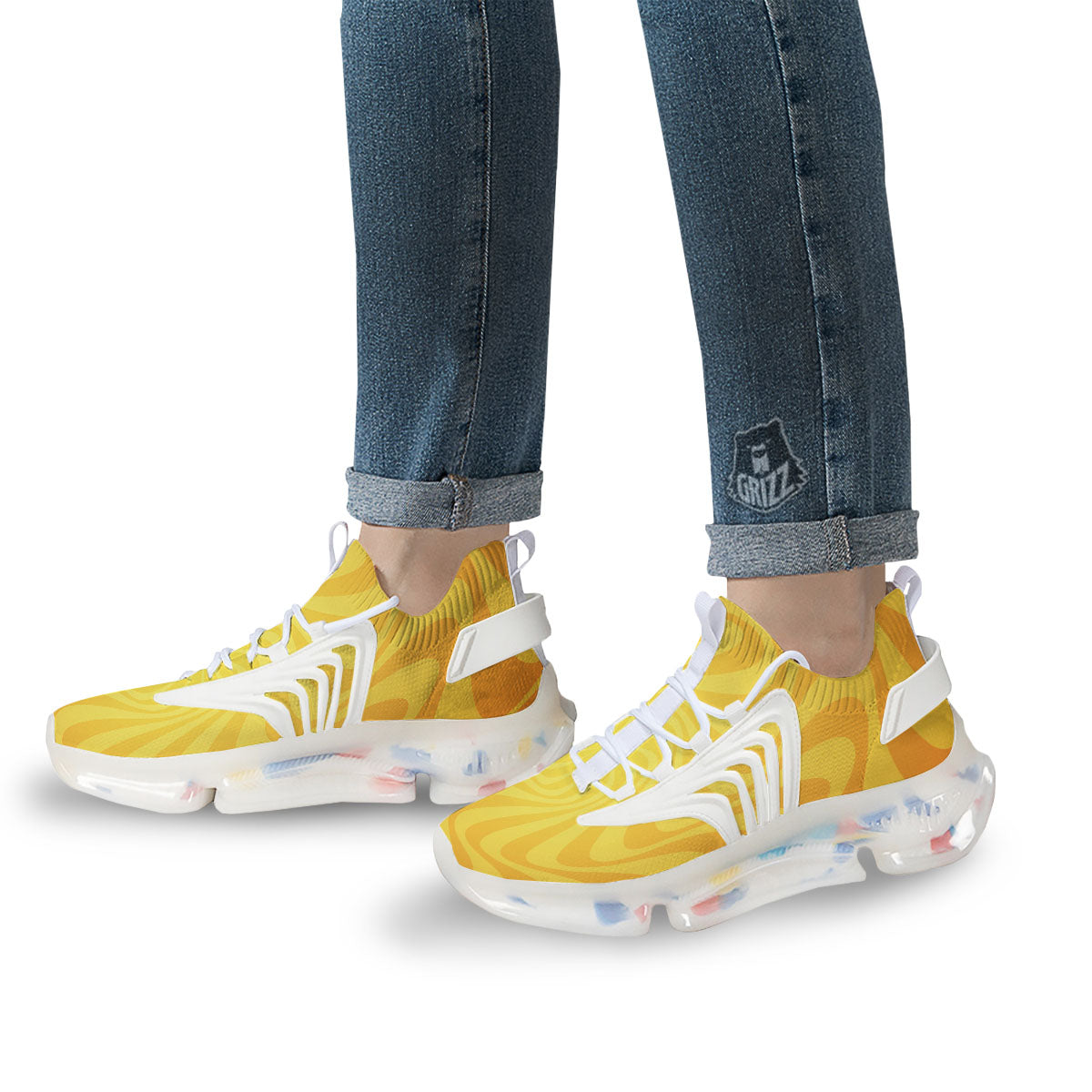 Sun Psychedelic Burning Print White Gym Shoes-grizzshop