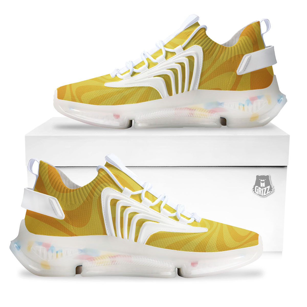 Sun Psychedelic Burning Print White Gym Shoes-grizzshop