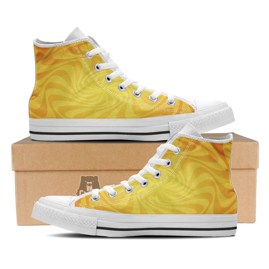 Sun Psychedelic Burning Print White High Top Shoes-grizzshop