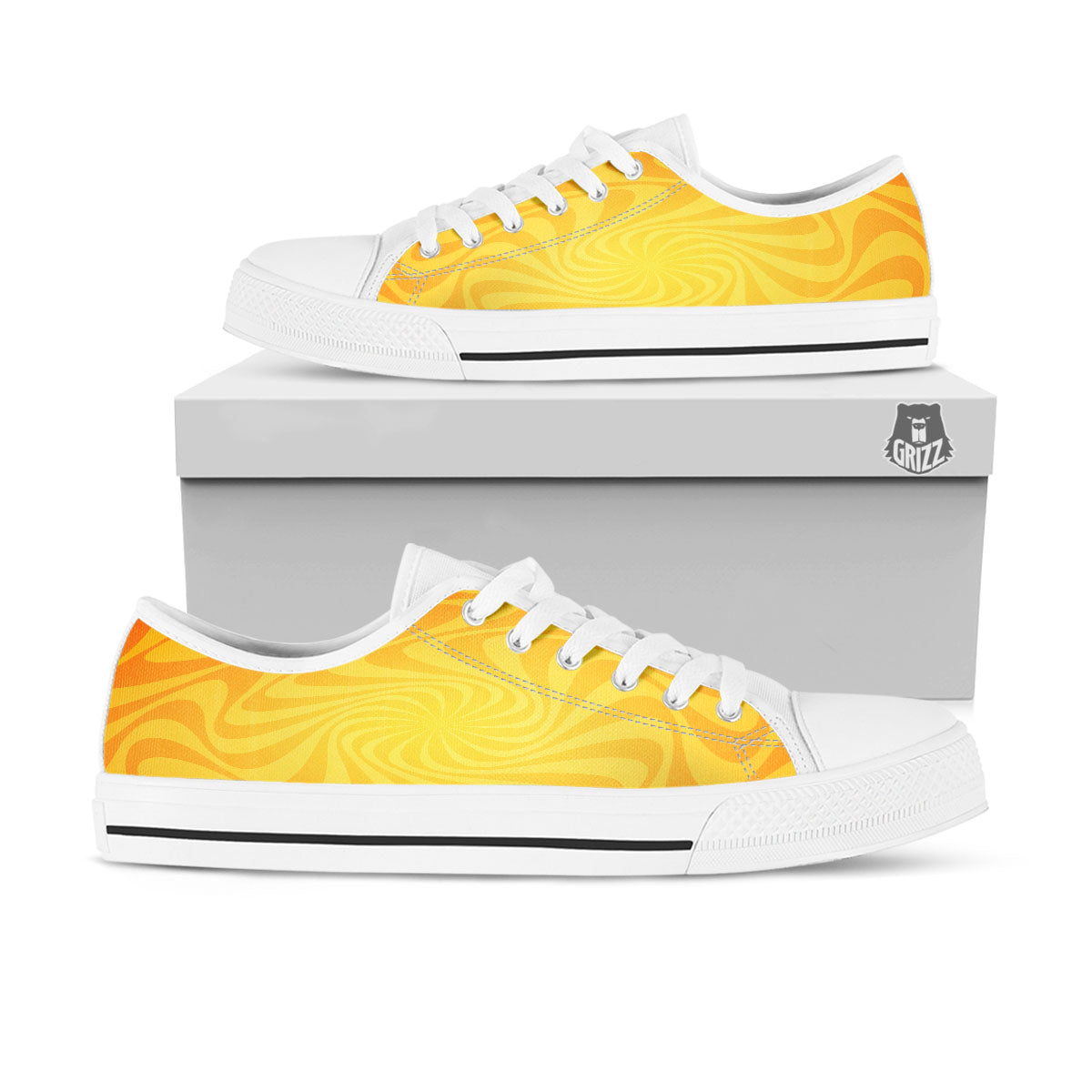 Sun Psychedelic Burning Print White Low Top Shoes-grizzshop