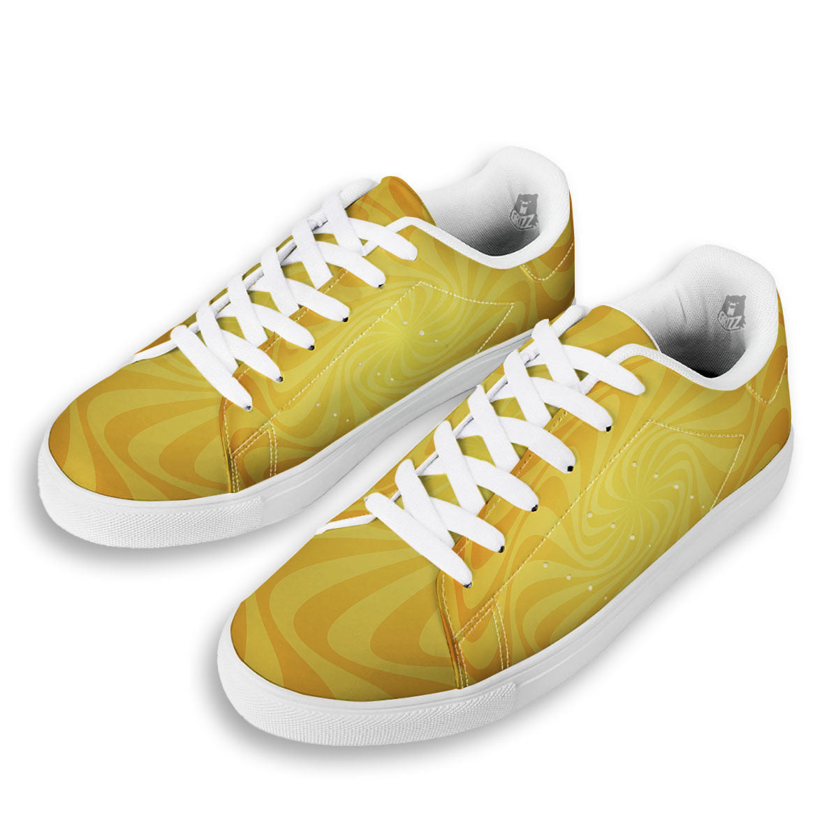 Sun Psychedelic Burning Print White Low Top Sneakers-grizzshop