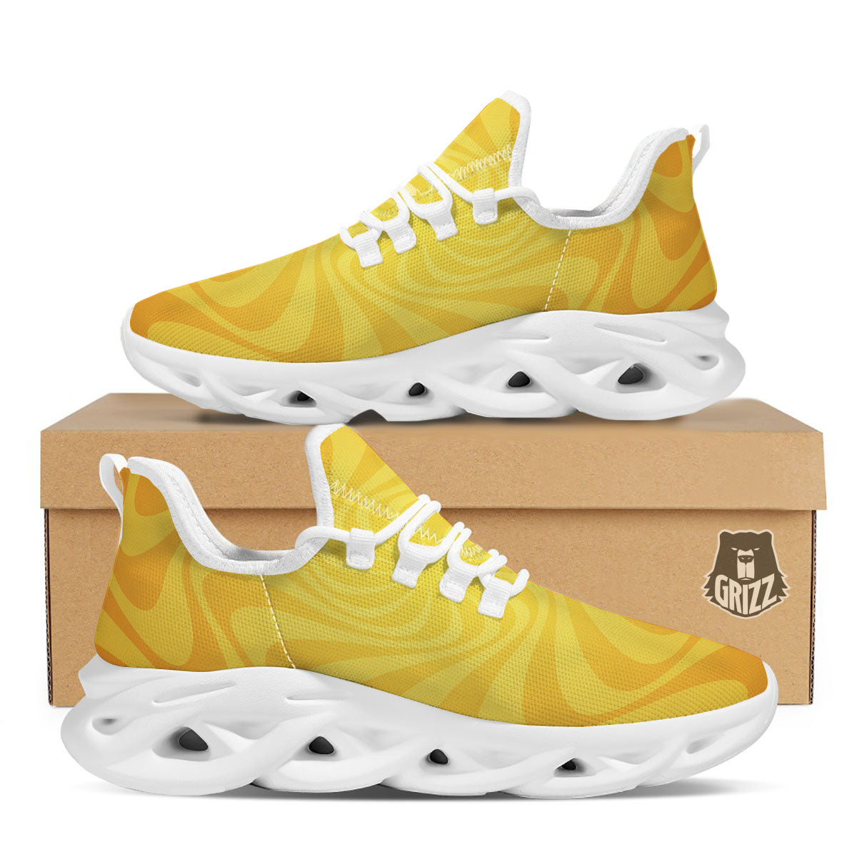 Sun Psychedelic Burning Print White Running Shoes-grizzshop