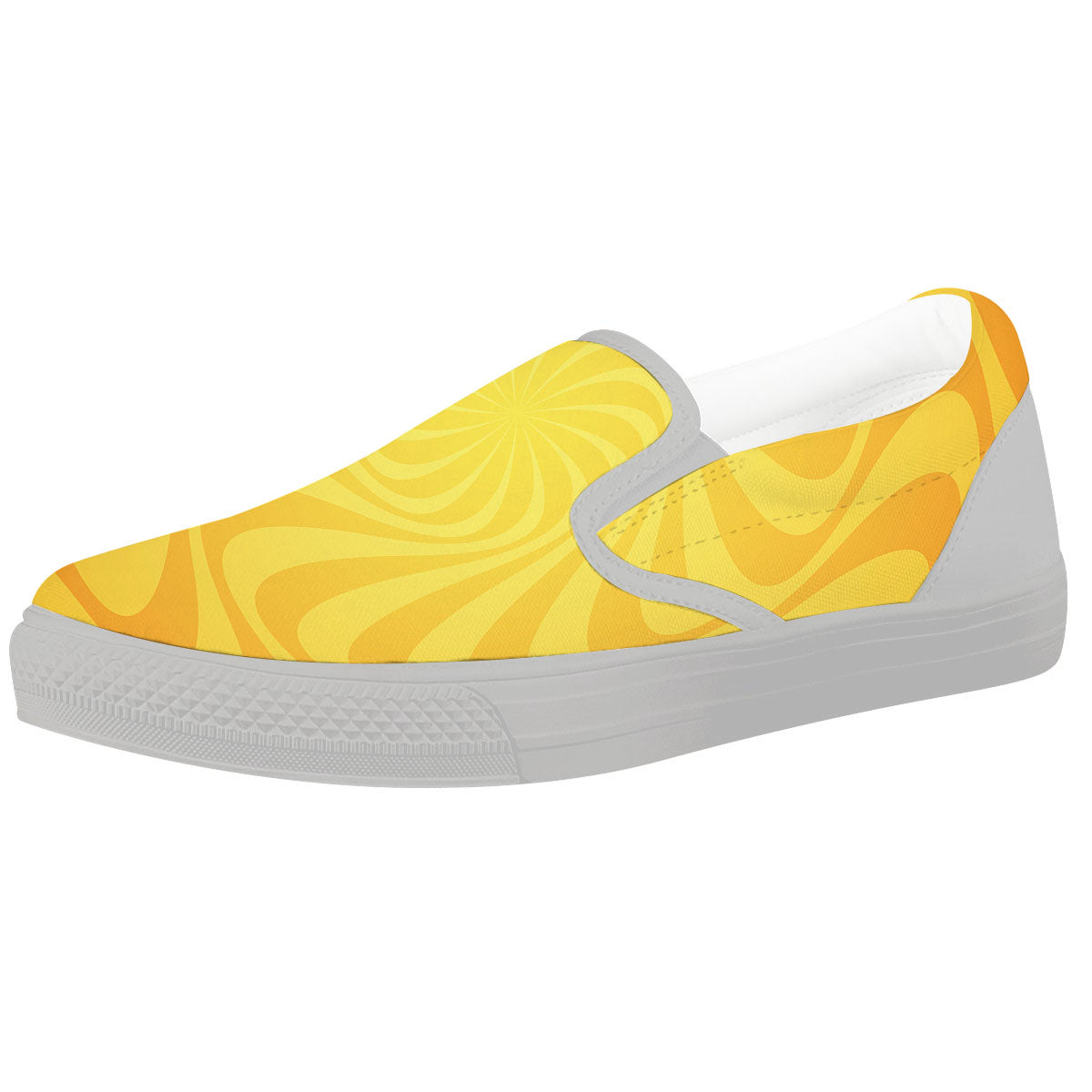 Sun Psychedelic Burning Print White Slip On Shoes-grizzshop