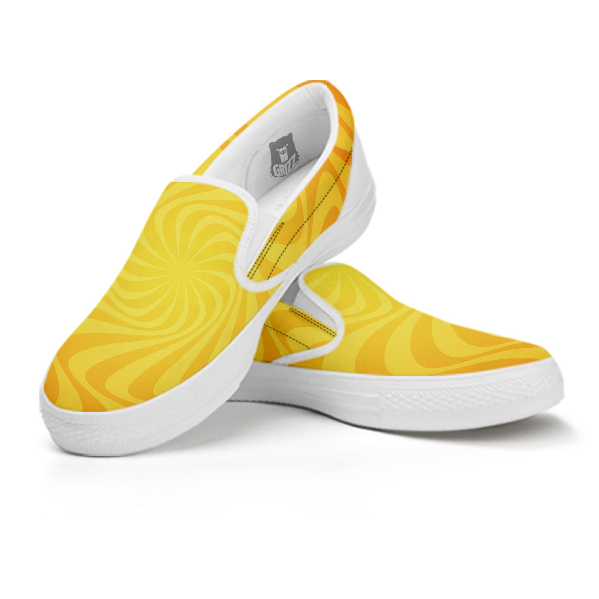 Sun Psychedelic Burning Print White Slip On Shoes-grizzshop