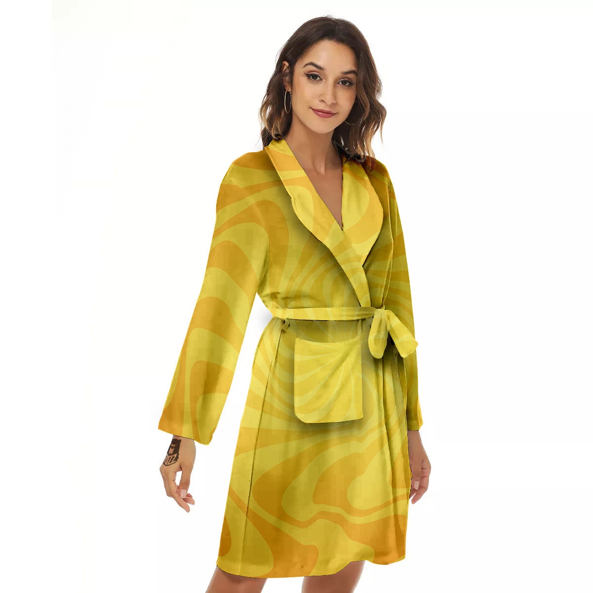 Sun Psychedelic Burning Print Women's Robe-grizzshop
