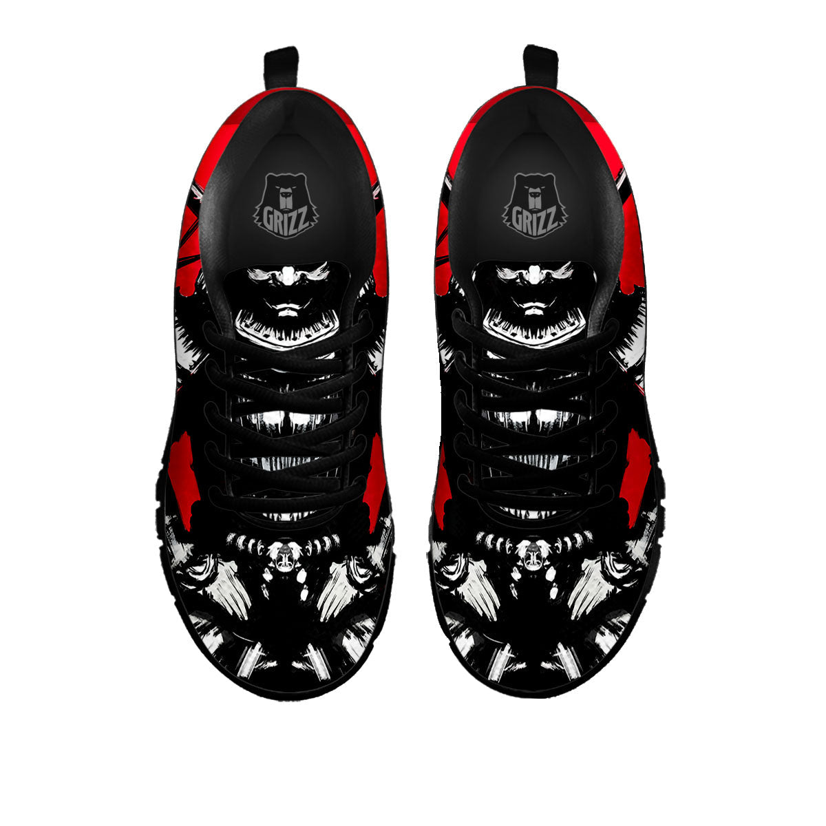 Sun Samurai Red Rising Print Black Sneaker-grizzshop