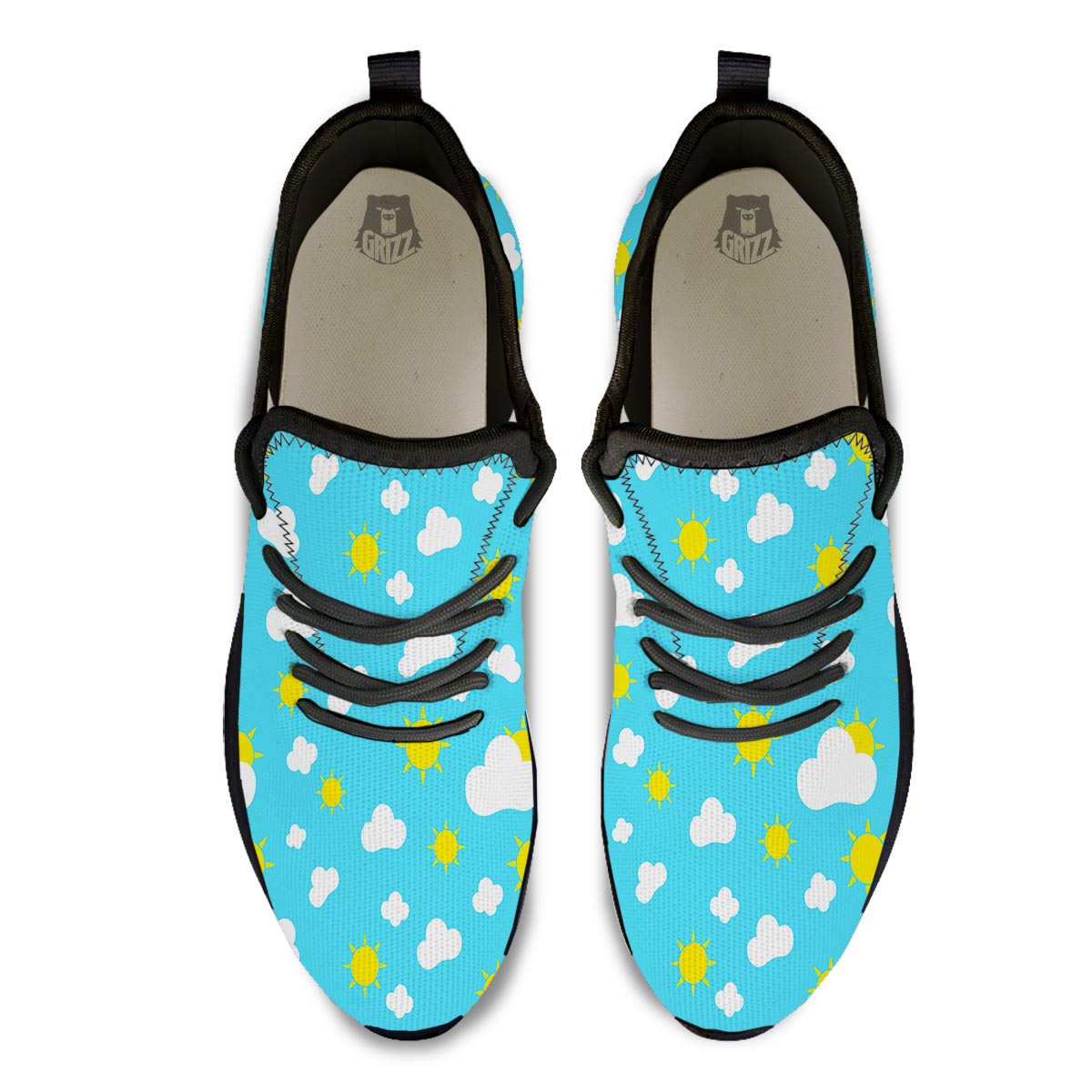 Sun Shiny Print Pattern Black Athletic Shoes-grizzshop