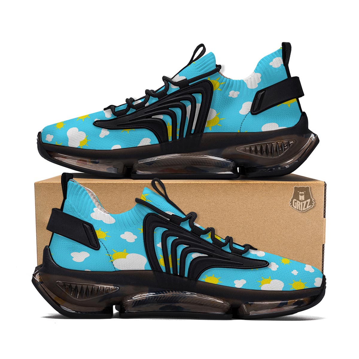 Sun Shiny Print Pattern Black Gym Shoes-grizzshop