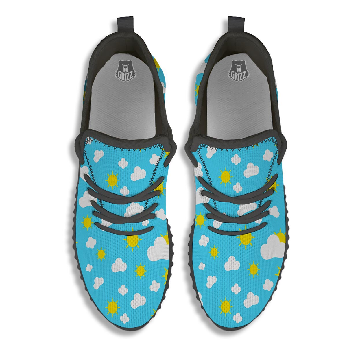 Sun Shiny Print Pattern Black Walking Shoes-grizzshop