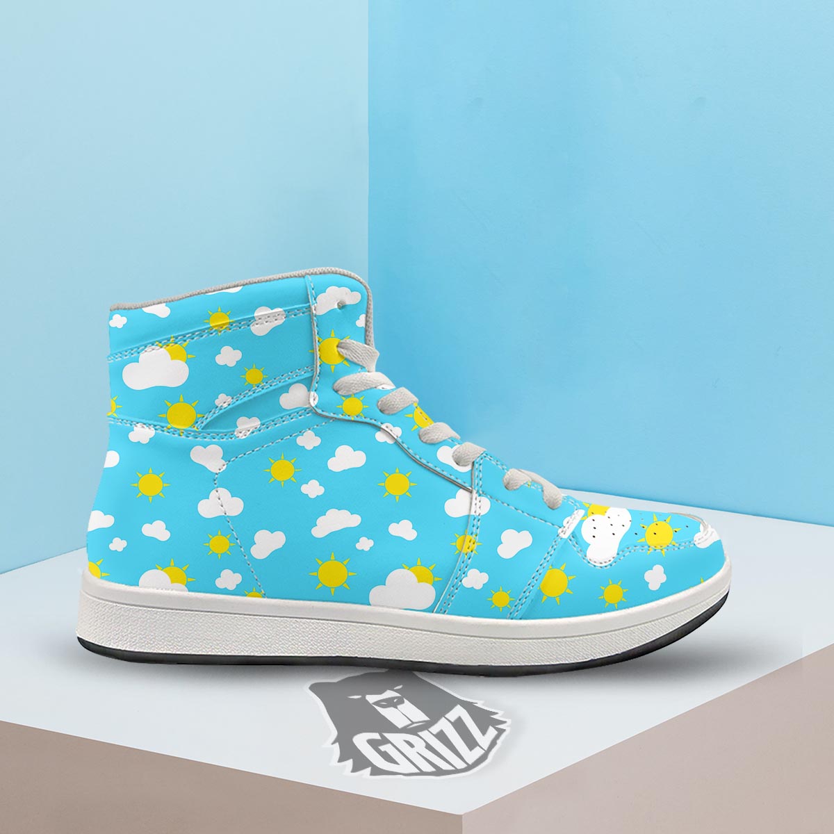 Sun Shiny Print Pattern High Top Sneakers-grizzshop