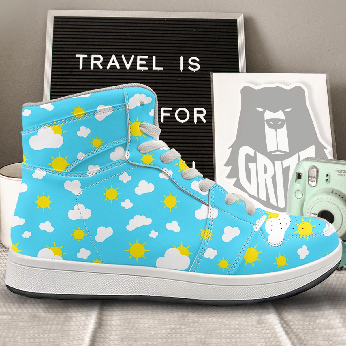 Sun Shiny Print Pattern High Top Sneakers-grizzshop
