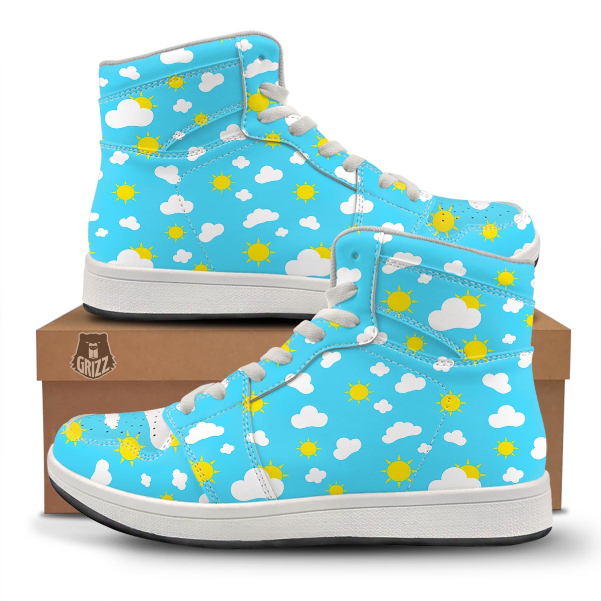 Sun Shiny Print Pattern High Top Sneakers-grizzshop