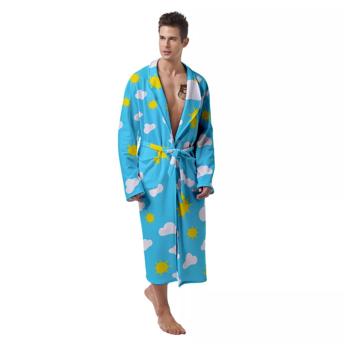 Sun Shiny Print Pattern Men's Robe-grizzshop