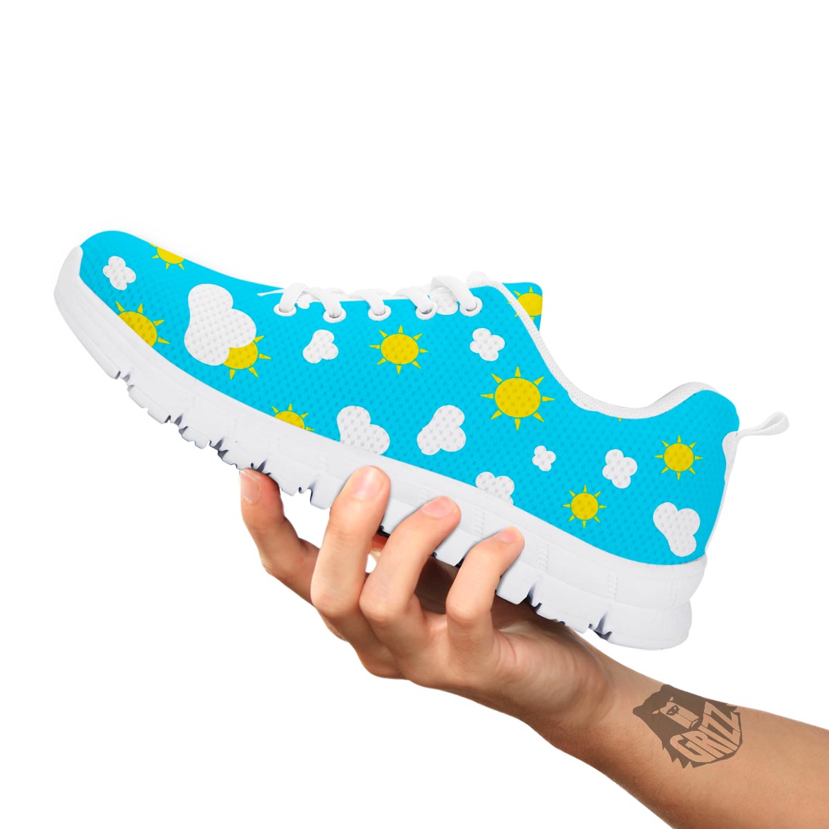 Sun Shiny Print Pattern White Sneaker-grizzshop