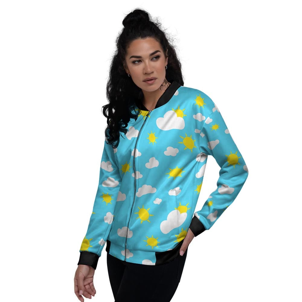 Sun Shiny Print Pattern Women's Bomber Jacket-grizzshop
