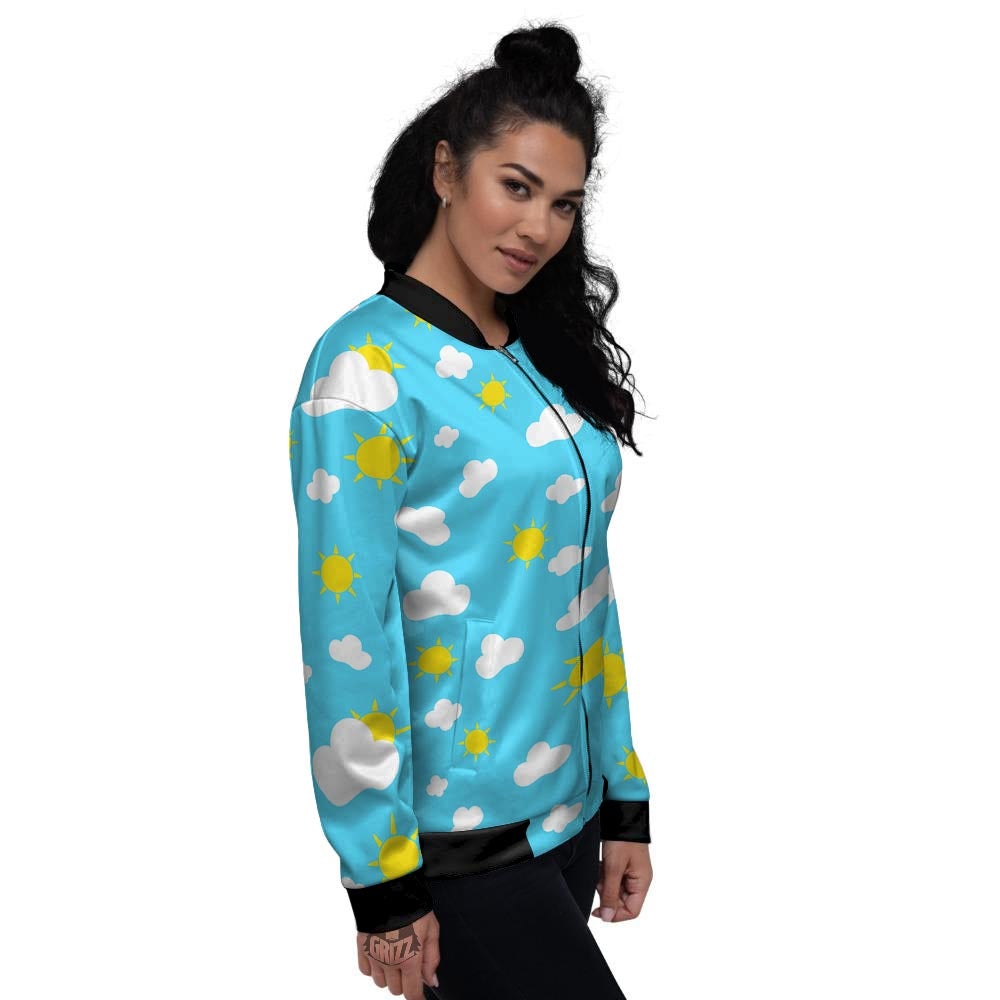 Sun Shiny Print Pattern Women's Bomber Jacket-grizzshop