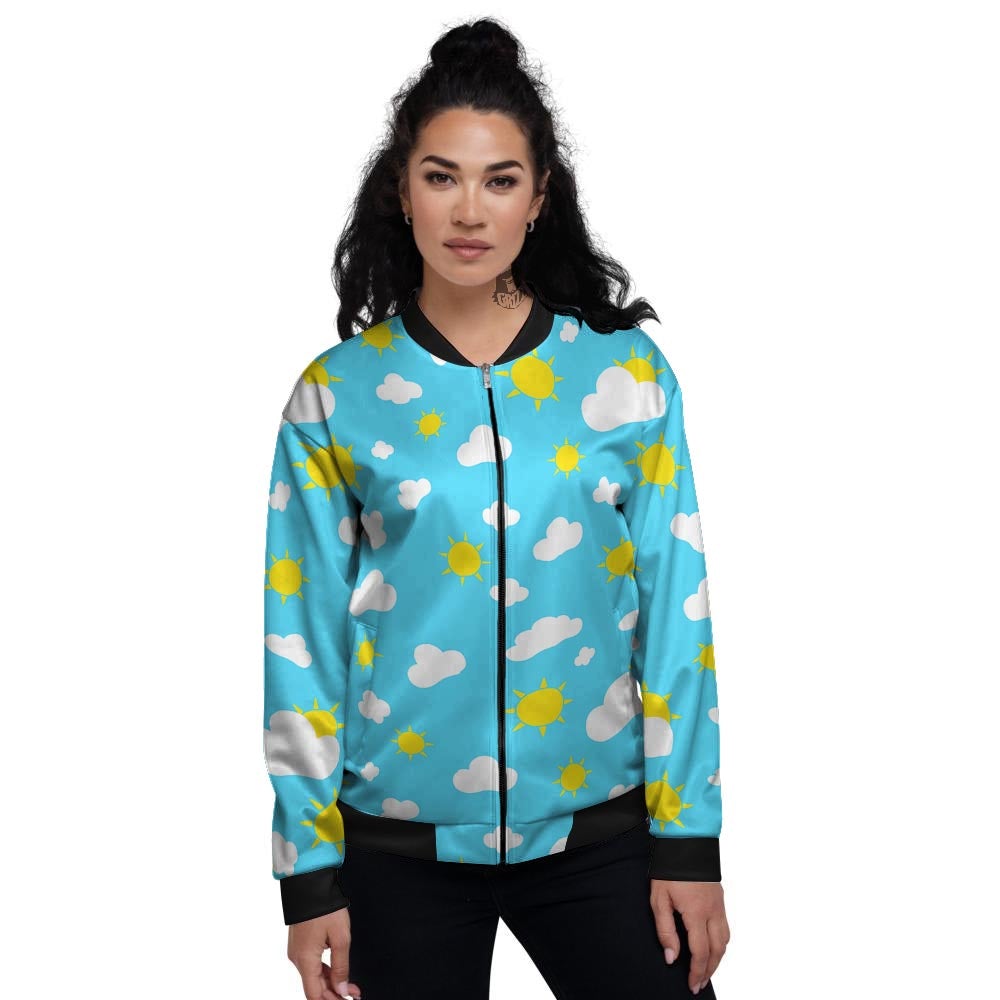 Sun Shiny Print Pattern Women's Bomber Jacket-grizzshop