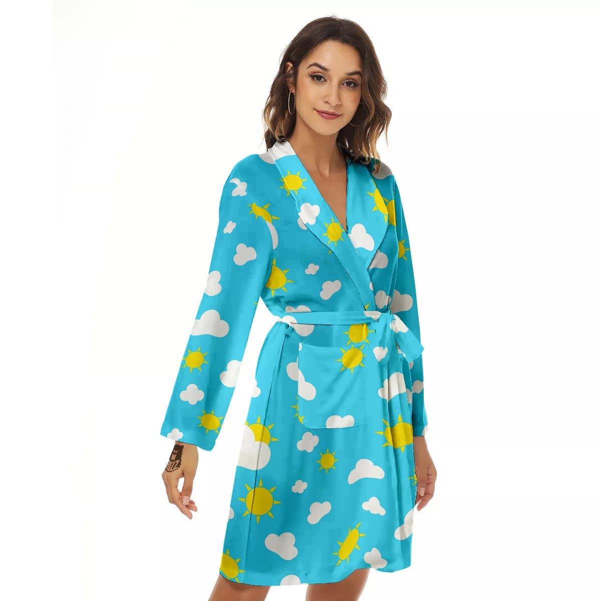 Sun Shiny Print Pattern Women's Robe-grizzshop