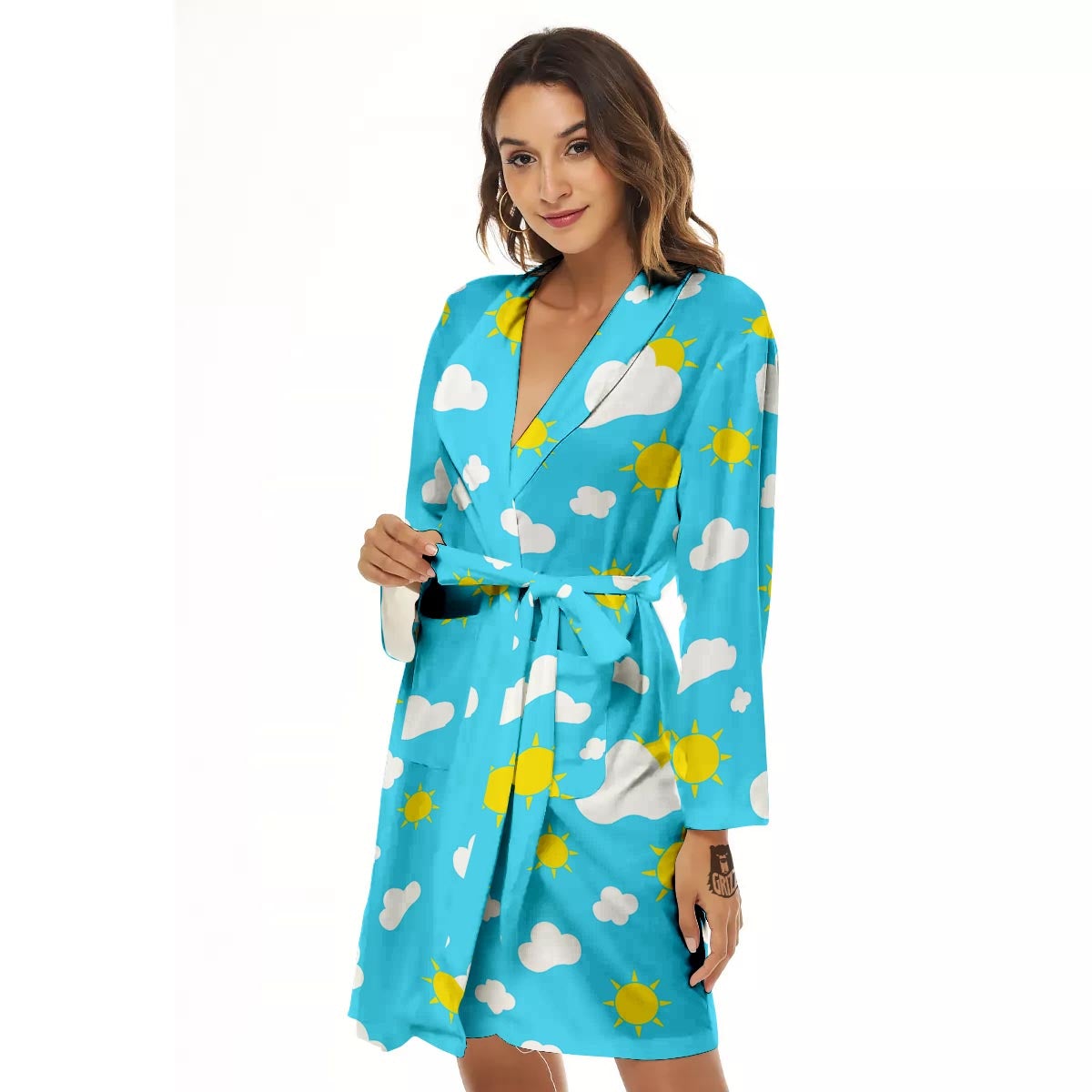 Sun Shiny Print Pattern Women's Robe-grizzshop