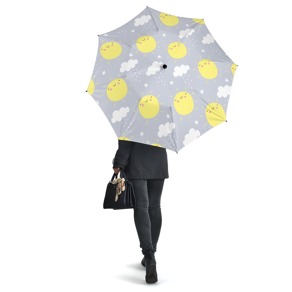 Sun Smile Pattern Print Automatic Foldable Umbrella-grizzshop