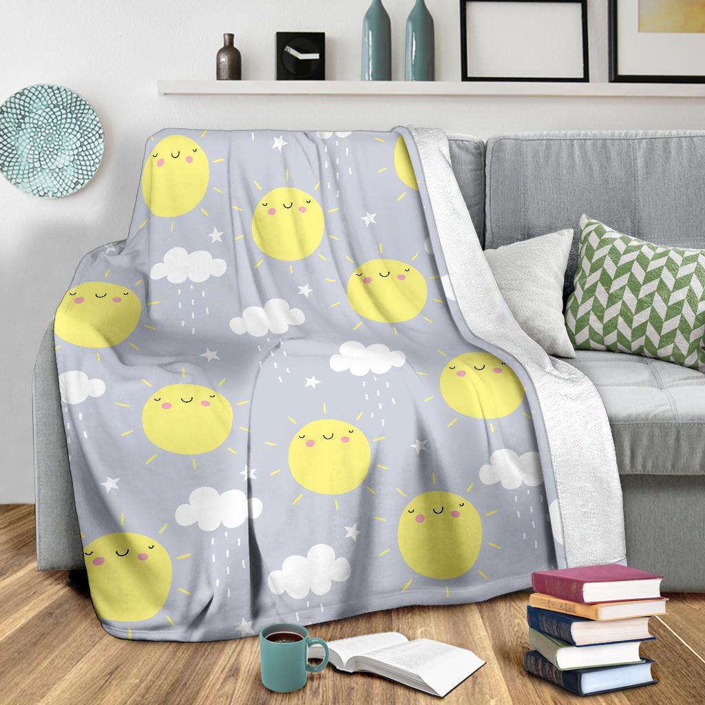 Sun Smile Pattern Print Blanket-grizzshop