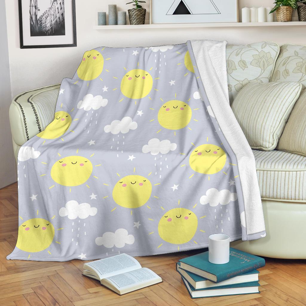 Sun Smile Pattern Print Blanket-grizzshop