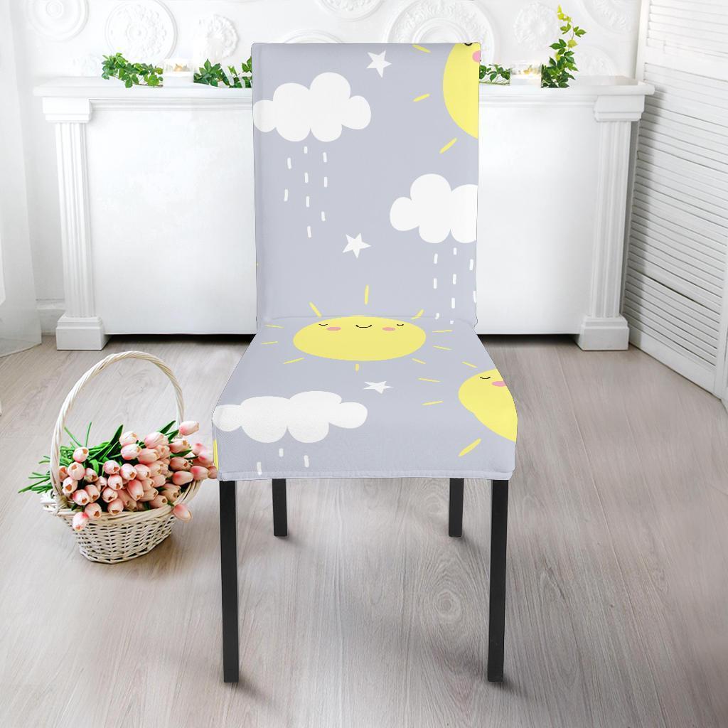 Sun Smile Pattern Print Chair Cover-grizzshop